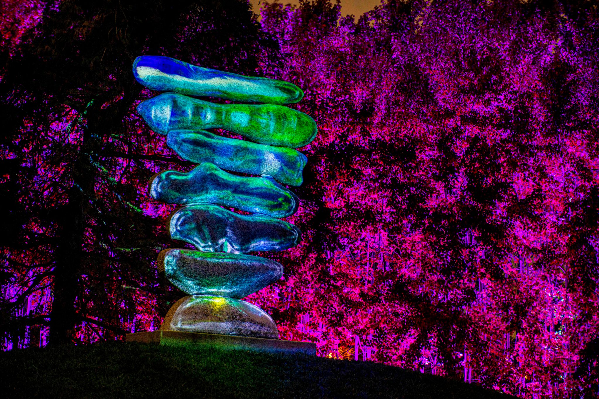 Grounds For Sculpture's Night Forms A Psychedelic Playground of Art
